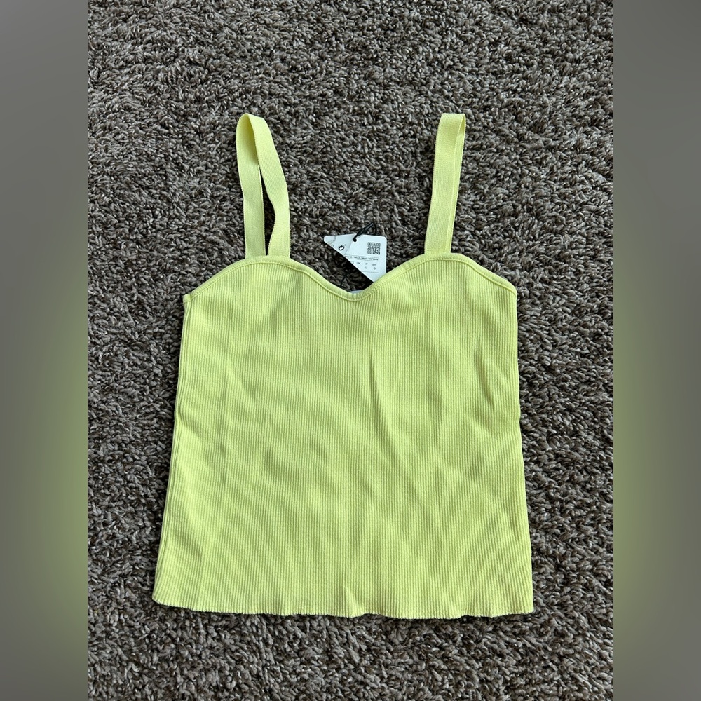 Zara Lime Gree Yellow Ribbed Camisole